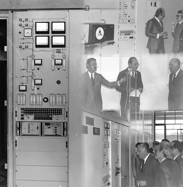 No transmissor inaugurado há 50 anos, Higino Germani (acima) e presidente Médici (fotos abaixo)