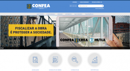 Imagem da tela do novo site do Confea