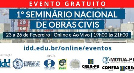 banner sobre 1º seminário nacional de obras civis