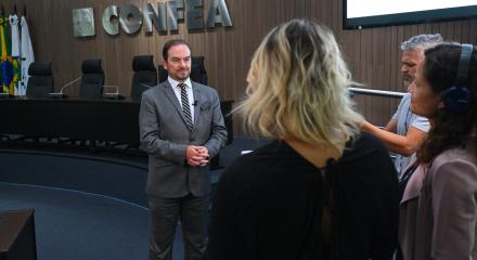 Equipe da TV Confea produziu a entrevista no plenário do Confea