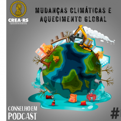 banner divulga o podcast do Crea-RS sobre mudanças climáticas